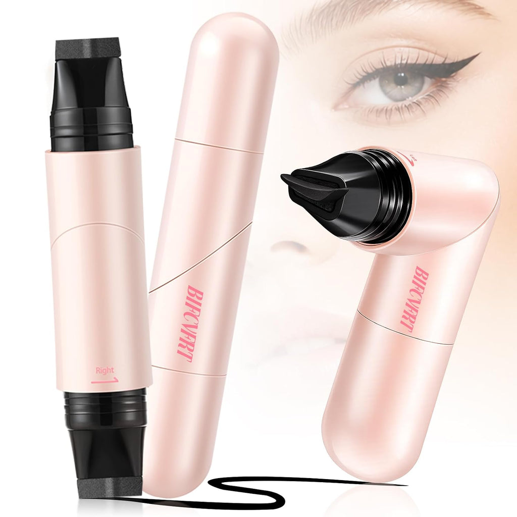 Winged Eyeliner Stamp Pen, Waterproof Smudge Proof, Wingliner Cat Eye Pencils with Rotating Foldable Design, Black