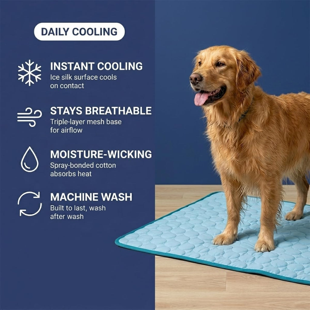 Cooling Mat for Dogs – 32" x 44" Ice Silk Dog Cooling Mat | Self-Cooling, Non-Toxic | Indoor & Outdoor, Crate, Car |