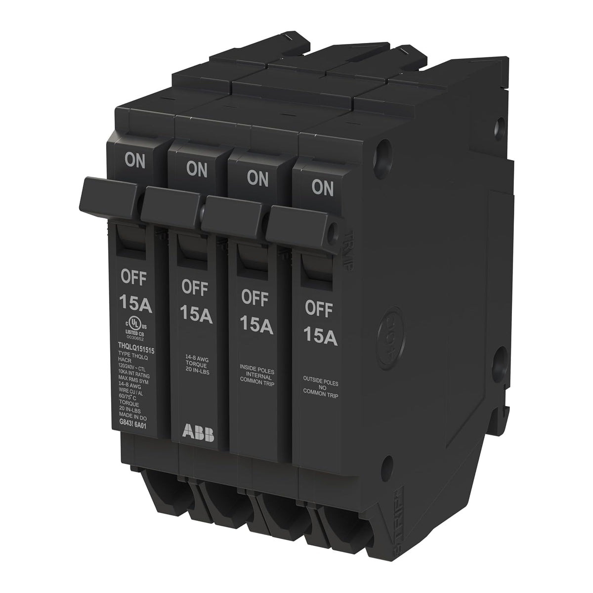 ABB Q-Line THQLQ151515 • Quad Circuit Breaker • 120/240 VAC