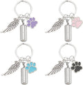 4 Pcs 4 Colors Pet Ashes Key Chain, Pet Memorial Keychain Dog Cat Cremation Keychain Alloy Pet Ashes Keepsake Pet
