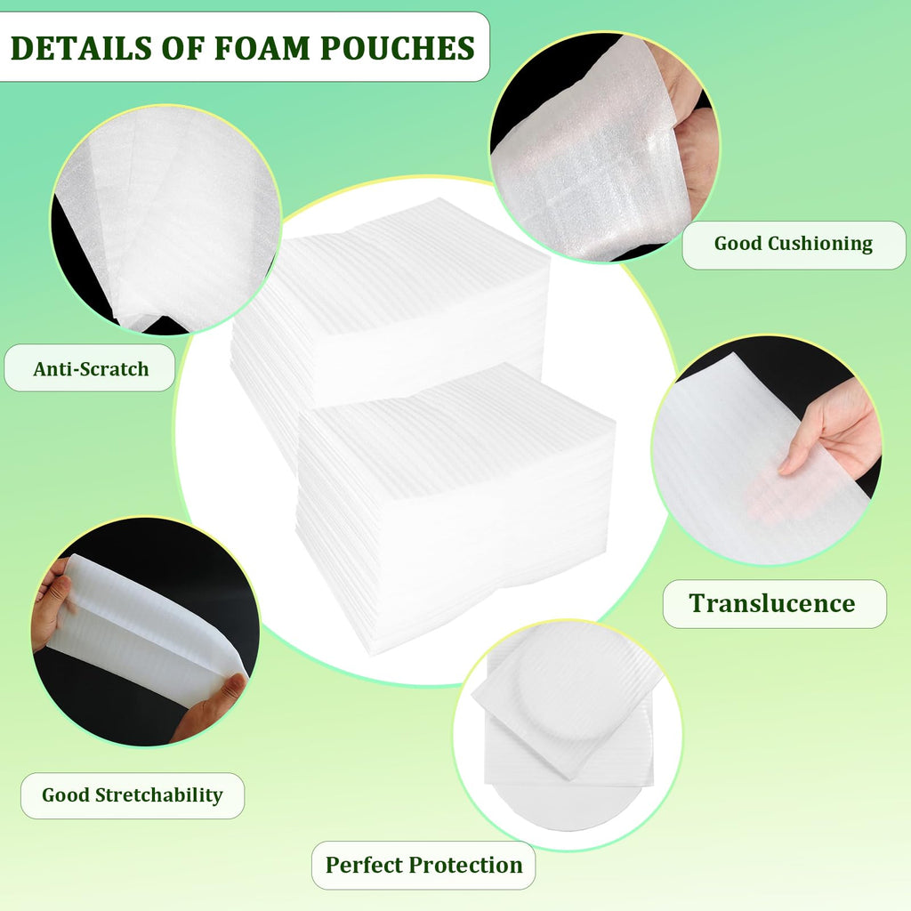 100 Pack Foam Pouches 6x10in, Cushion Foam Wrap for Moving