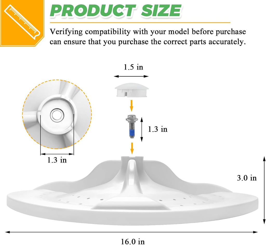 Upgraded W10752283 Washer Washplate Compatible for Whirlpool Washing Machine by Techecook - wtw5000dw1 Washplate Replaces w10609476, w10834890, ps10064549, AP5956378, 3452757