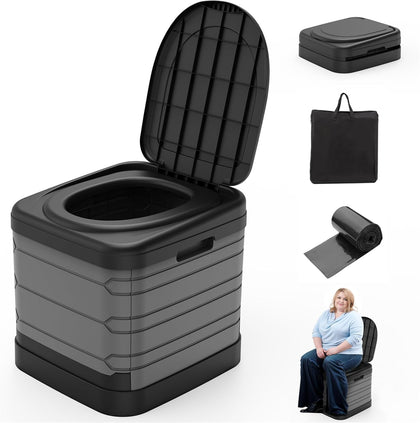 XXL Portable Toilet for Adults, Upgraded Camping Toilets Collapsible Toilet Extra Large 16.7-inch High Porta Potty