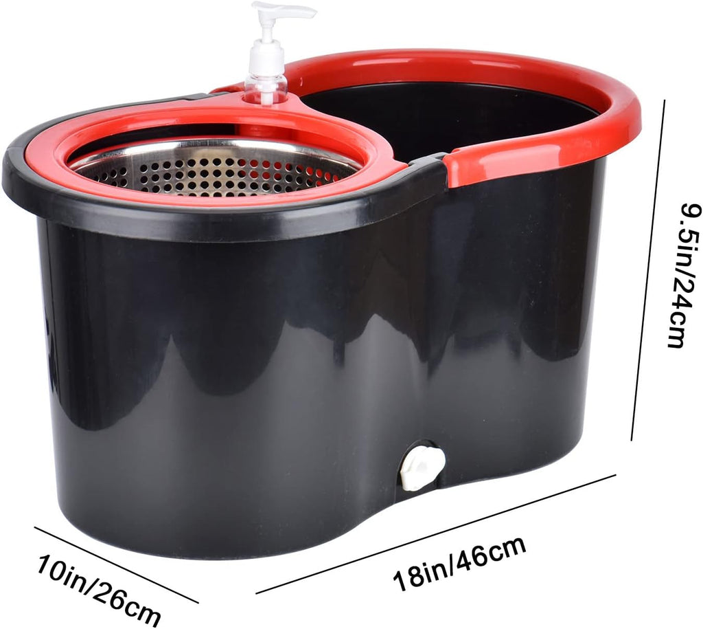 Mop and Bucket Set, 360° Spin Mop and Bucket with Wringer Set and 3 Microfiber Mop Refills, Stainless Steel 61"