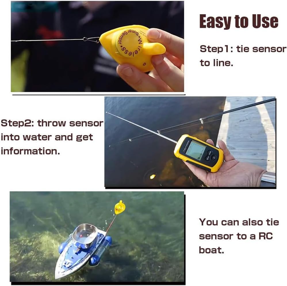 Sonar Handheld Fish Finder Transducer Portable Water Depth Finder Boat Kayak Wireless Transducer Fish Finders