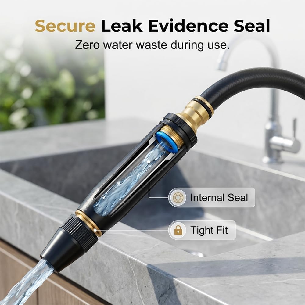 Heavy Duty Adjustable Hose Nozzle, High Pressure Water Spray Nozzle with Leak-Resistant Design, Metal Garden Hose