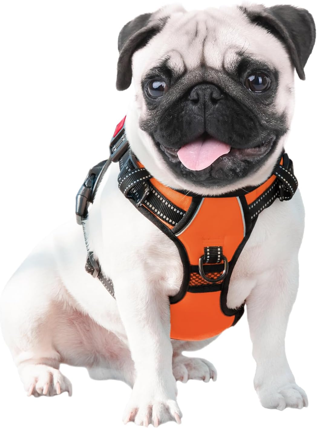 No Pull Dog Harness Medium Reflective Front Clip Vest with Handle,Adjustable 2 Metal Rings 3 Buckles,[Easy to Put on