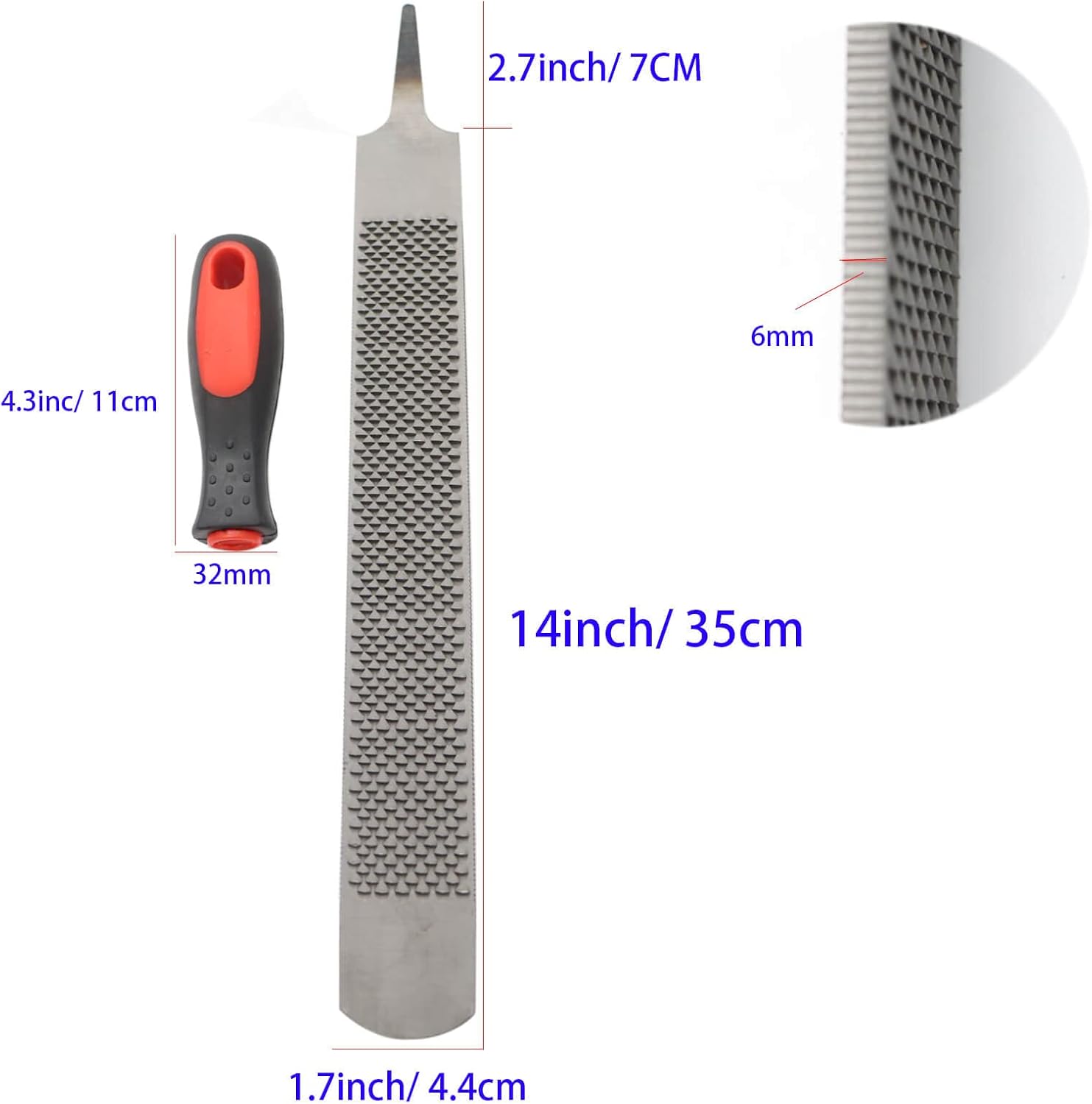 18 Inch Hoof Rasp, Horseshoe File with Rubber Handle, Carbon Steel Farrier File Tool, Suitable for