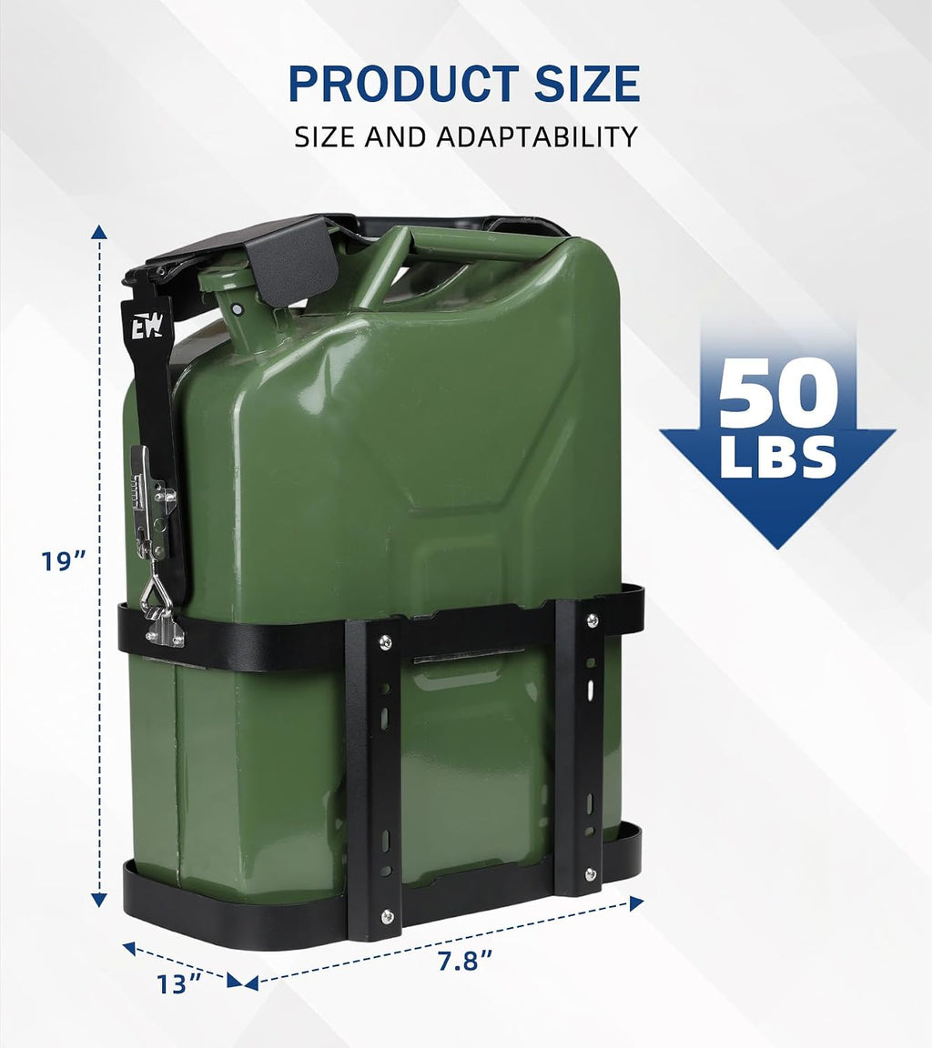 5 Gallon Jerry Gas Can Mount, 20 Liter Anti-Theft Jerry Can Holder Steel Water Container Carrier Lockable Mounting