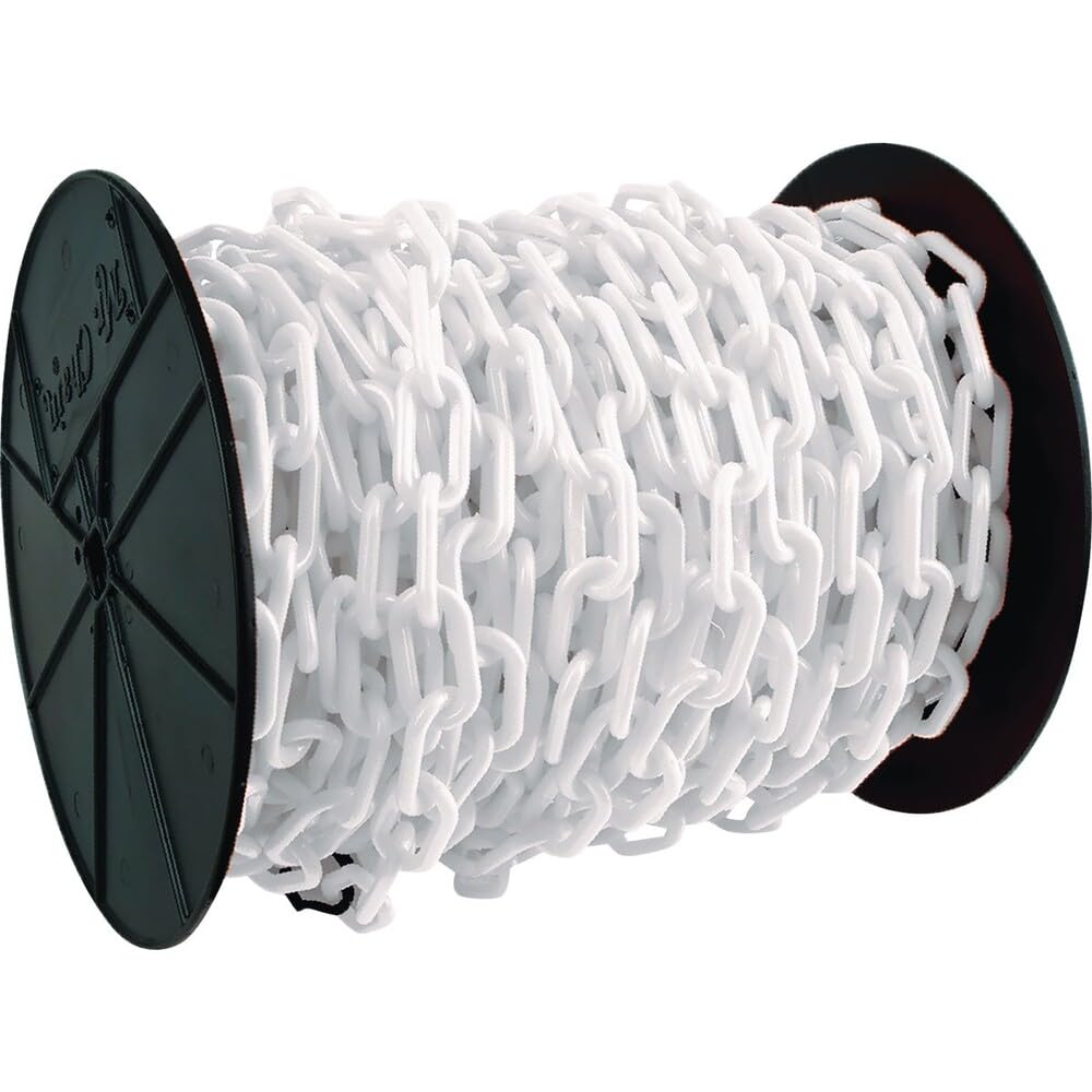 Mr. Chain Plastic Barrier Chain, White, 2 in x 125 ft (50101-1)