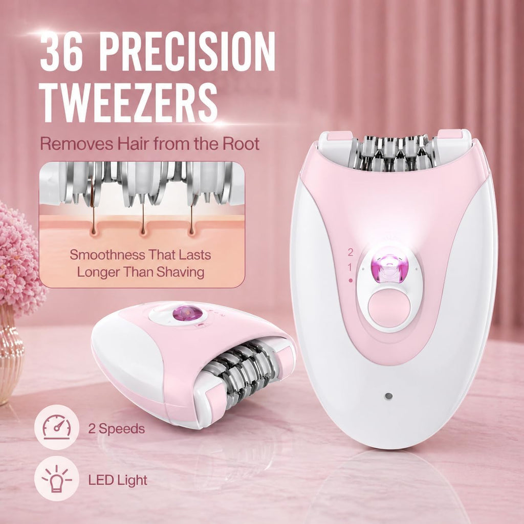 Epilator for Women Facial Hair Remover, Electric Hair Removal Device with 36 Tweezers, Long Lasting Smooth Skin 4–6