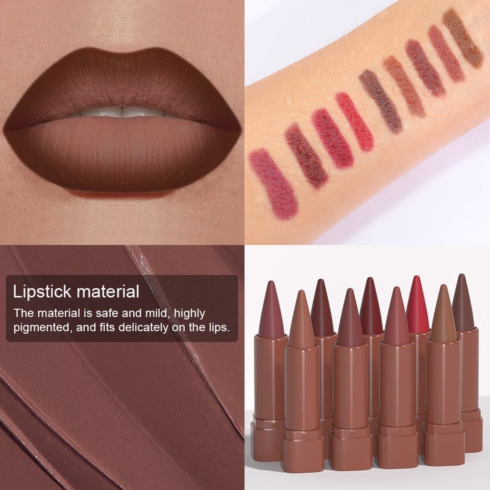 Dark Brown Lip Liner, 2in1 Lip Liner and Lipstick,Matte Lipstick