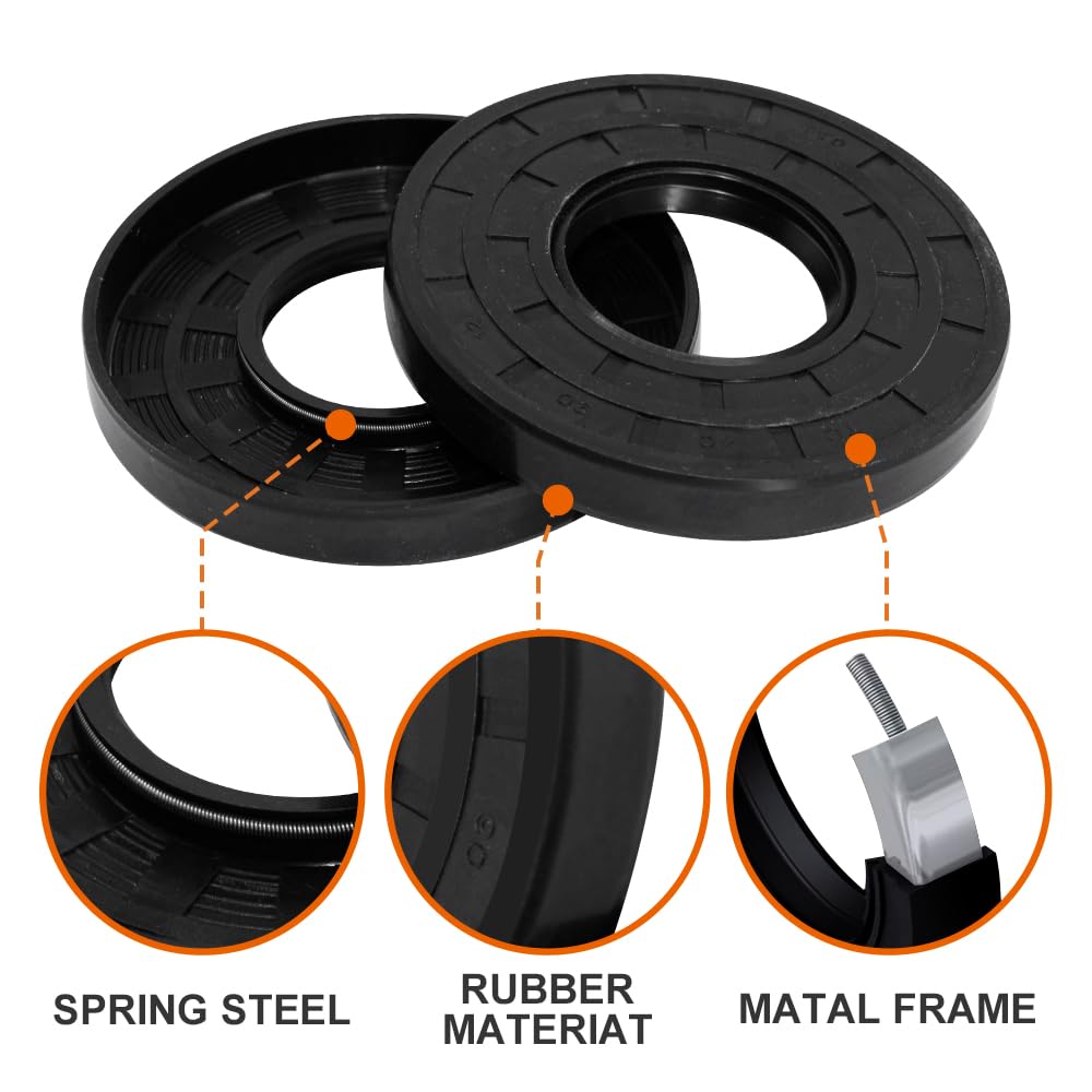 TC 20mm X 40mm X 7mm, 2PCS Black Double Lip Oil Seal, Nitrile Rubber Cover Double Lip with Spring, Oil Shaft Seal Fit for Bearing Shaft