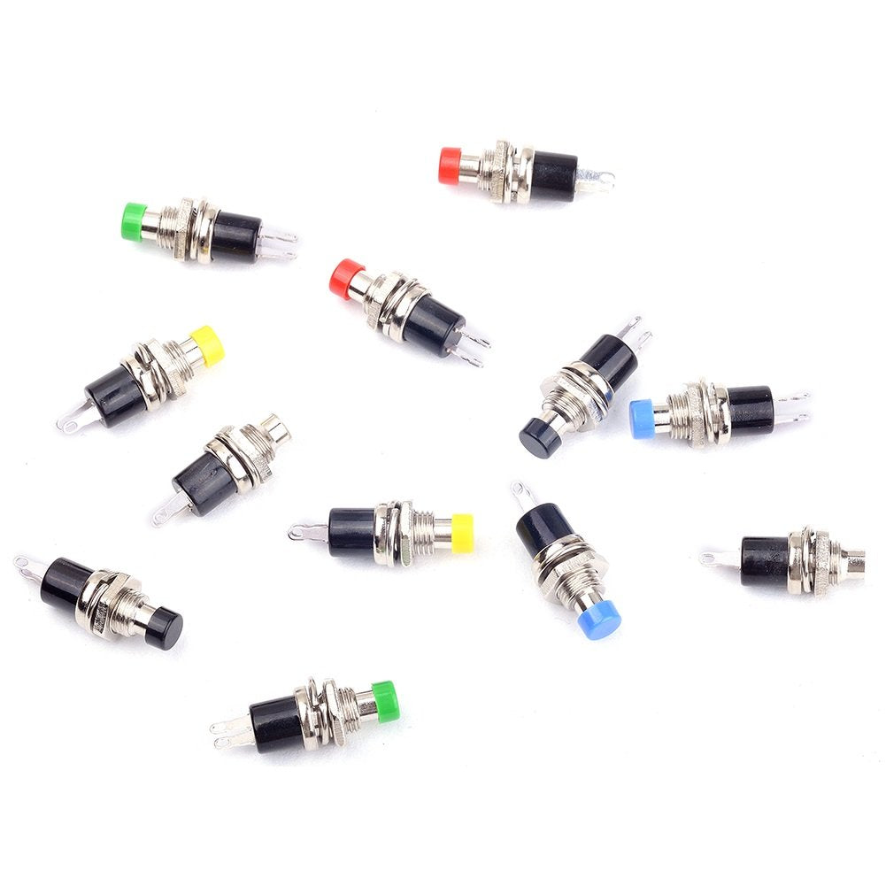 12Pcs 1A 250V AC 2 Pins SPST Momentary Mini Push Button Switch Normal Open (Pack of 12) CYT1078