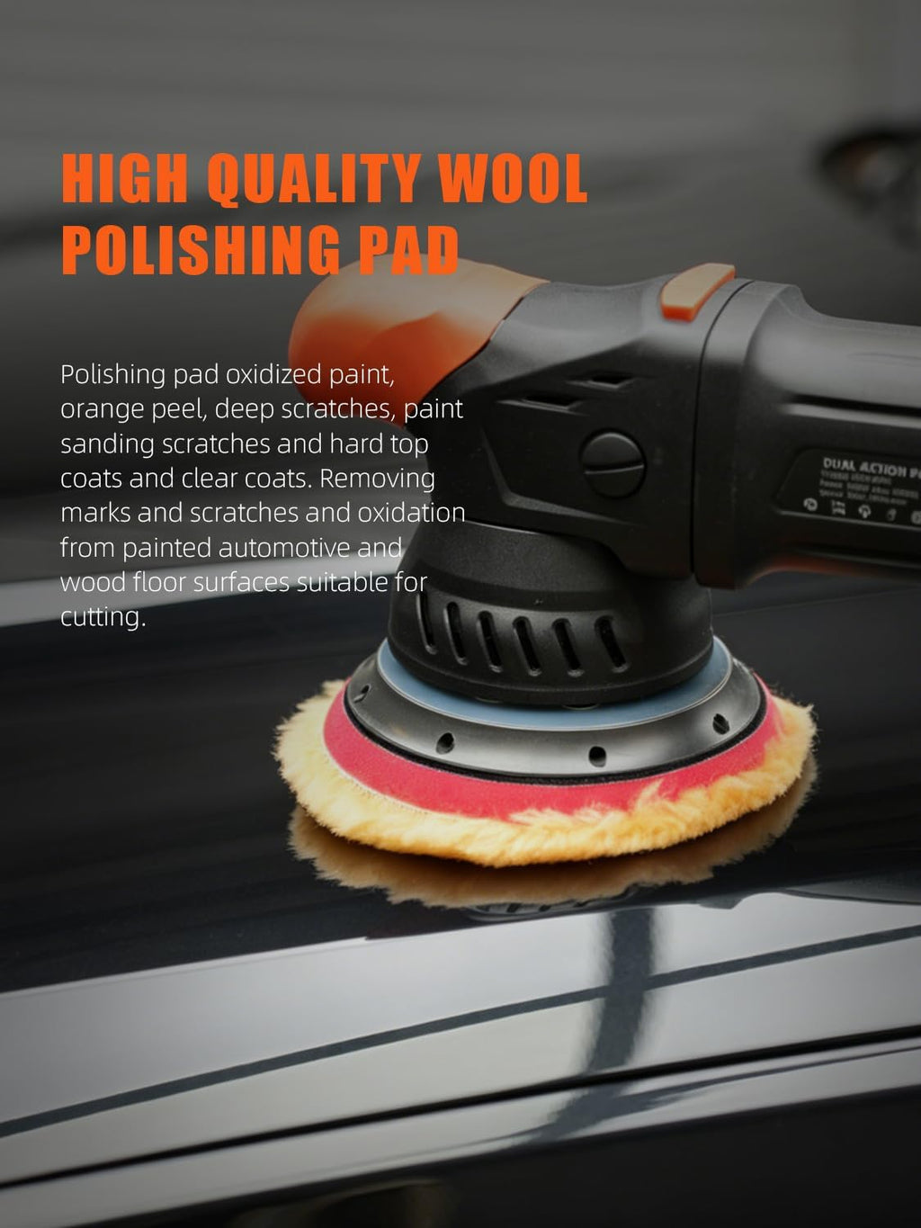 Wool Buffing Polishing Pads, 3Pcs 5" (125mm) Coarse Medium Cutting Car Wool Polishing Pads, Premium 100% Wool Cutting