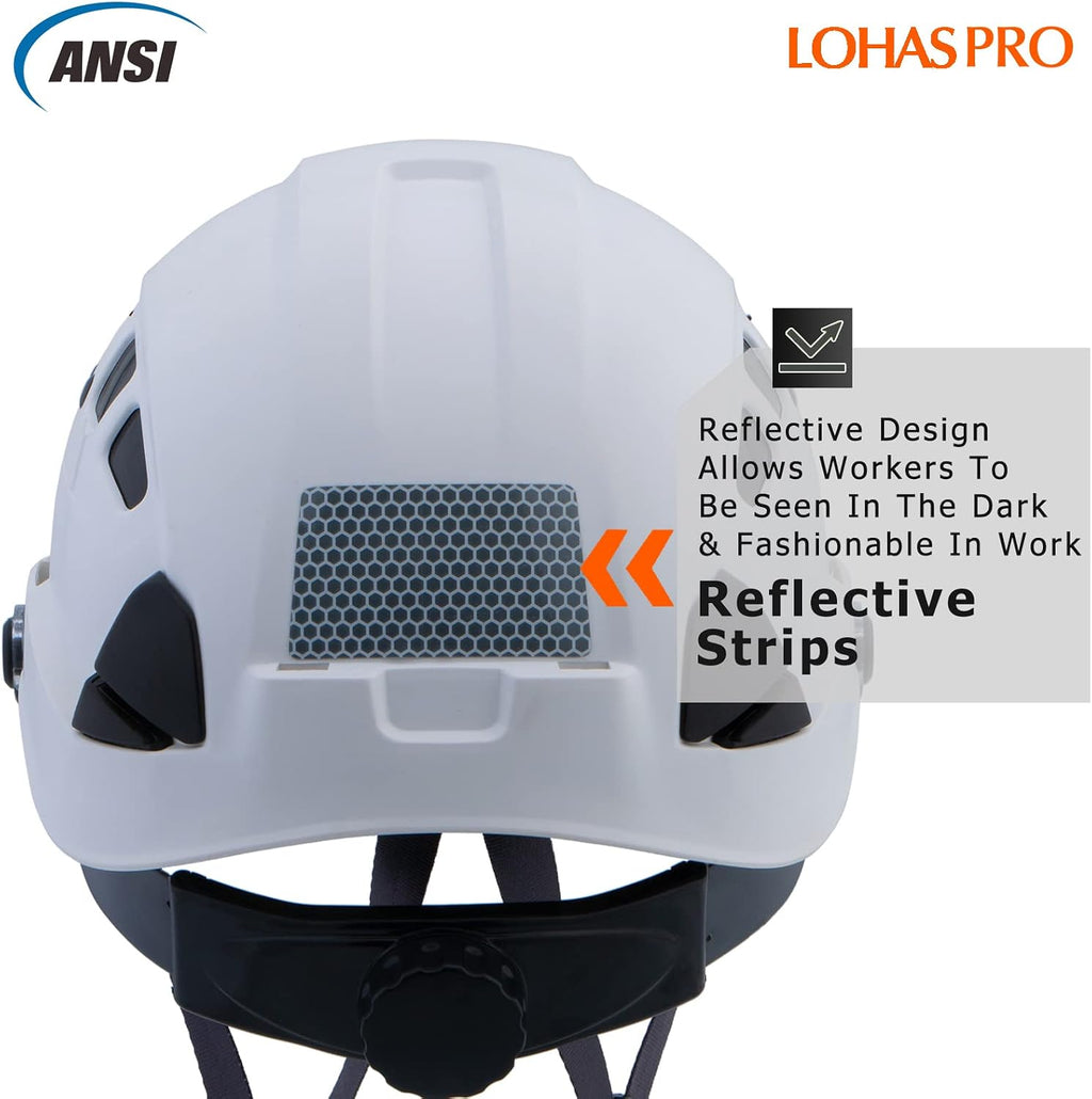 Hard Hats Construction Safety Helmet ANSI Z89.1 Approved OSHA Hardhat, LOHASPRO Vented Men Worker White Hard Hat with