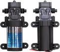 Adjustable Small submersible pump 45/60/80/100 Watt DC 12V Fresh Water Pump Diaphragm Self Priming Sprayer Pump Automatic Switch Connection 4/5/6/8L Per Min(60Watt-DC 12V)