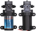 Adjustable Small submersible pump 45/60/80/100 Watt DC 12V Fresh Water Pump Diaphragm Self Priming Sprayer Pump Automatic Switch Connection 4/5/6/8L Per Min(60Watt-DC 12V)