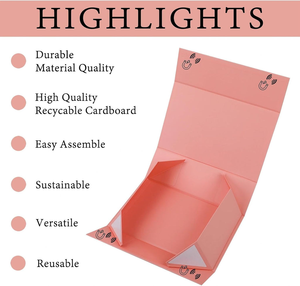 Pink Gift Boxes Bulk 16 Pack 13.8x8.3x4.5 Magnetic Gift Boxes