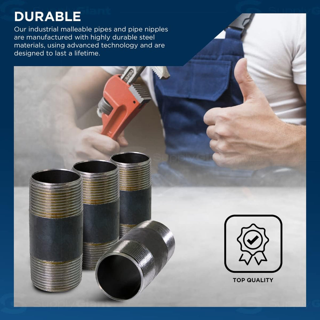 Everflow Supplies NPBL2055-5 Black Nipple Pipe