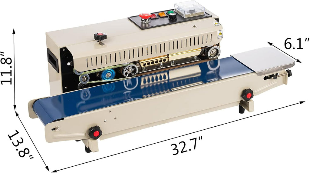 Continuous Band Bag Sealer FR900 Adjustable Speed/Seal Width and Temperature Auto Continuous Sealing Machine for