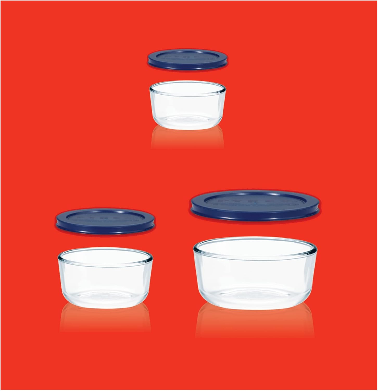 Simply Store (3-Pack) Glass Food Storage Containers Set, (2, 4 & 7 Cup) Meal Prep Containers With Plastic BPA-Free