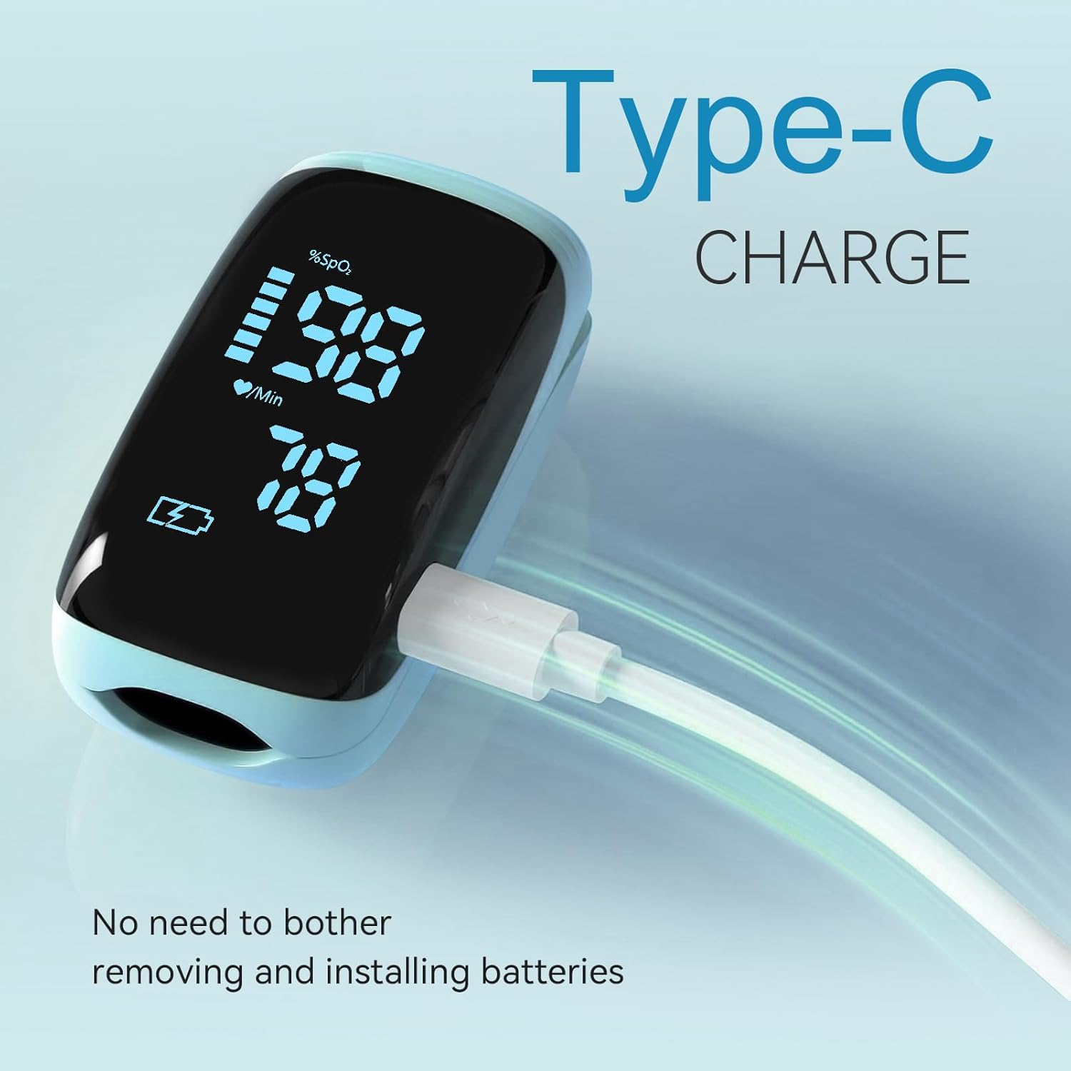 Fingertip Pulse Oximeter, Portable Rechargeable Oximeter Instant SpO2 & Accurate Heart Rate Reading for Adults