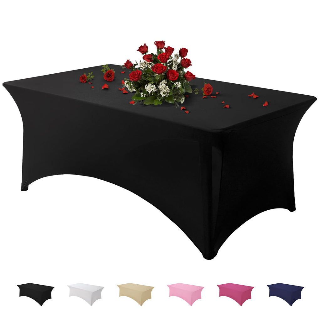 Table Cloth Black 4FT Spandex Stretch Covers for Rectangle Tablecloth