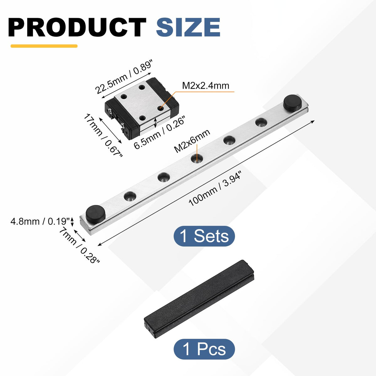 uxcell MGN7 100mm Linear Sliding Rail GuideLinear Motion Guideway