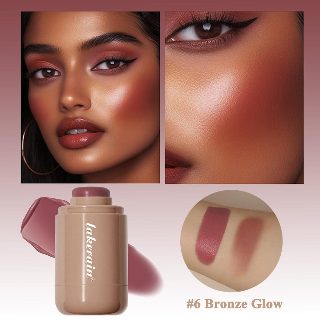 Cream Blush stick, Natural-Looking Matte Finish Makeup Blush stick, Hydrating Long Lasting Lightweight Blendable