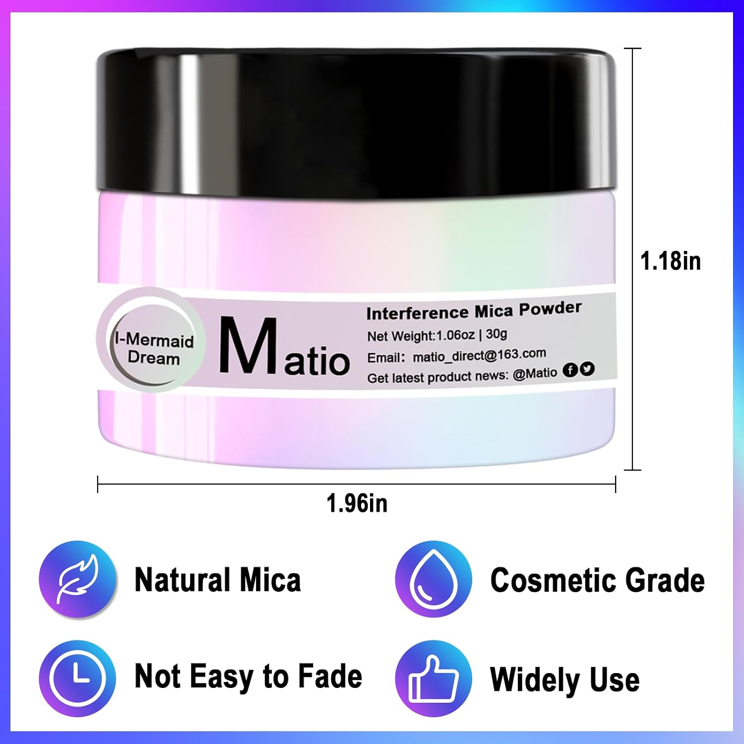 Interference Mica Powder, 1.06oz/ 30g Sunset Aurora Chrome Powder | Pearlescent Effect Color Shift Pigment for Epoxy