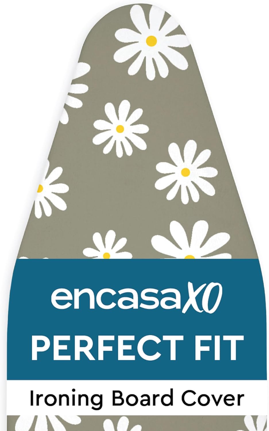 Ironing Board Cover and Pad, Thick Felt 42"x14" | Daisy Grey, 100% Cotton Surface | Scorch & Stain Resistant | Heavy