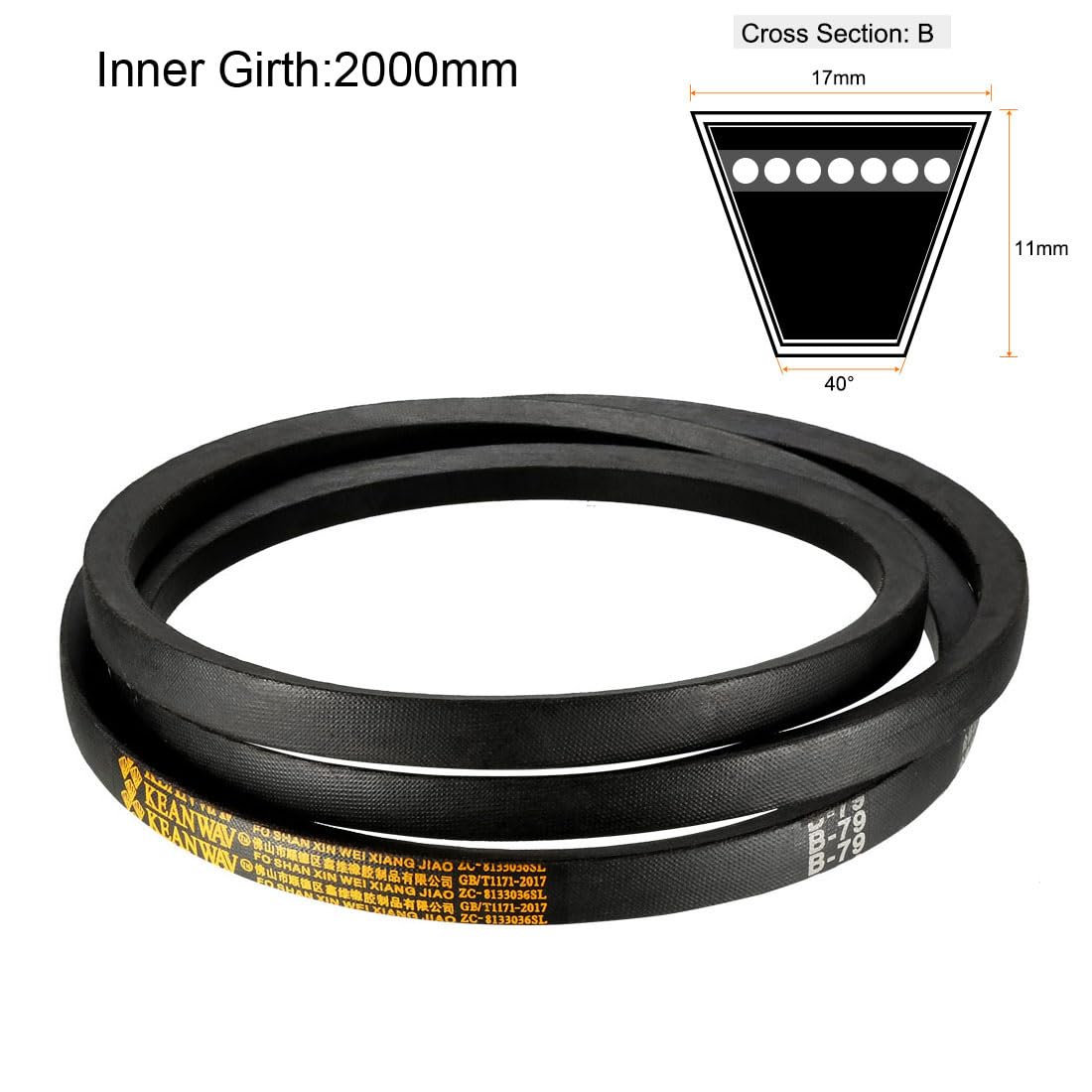 uxcell B-79 V-Belts 79" Inner Length, B-Section Rubber Drive Belt