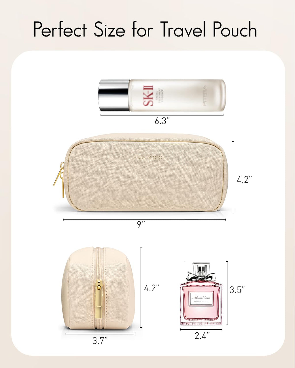 Makeup Bag Cosmetic Pouch for Travel Essentials,White