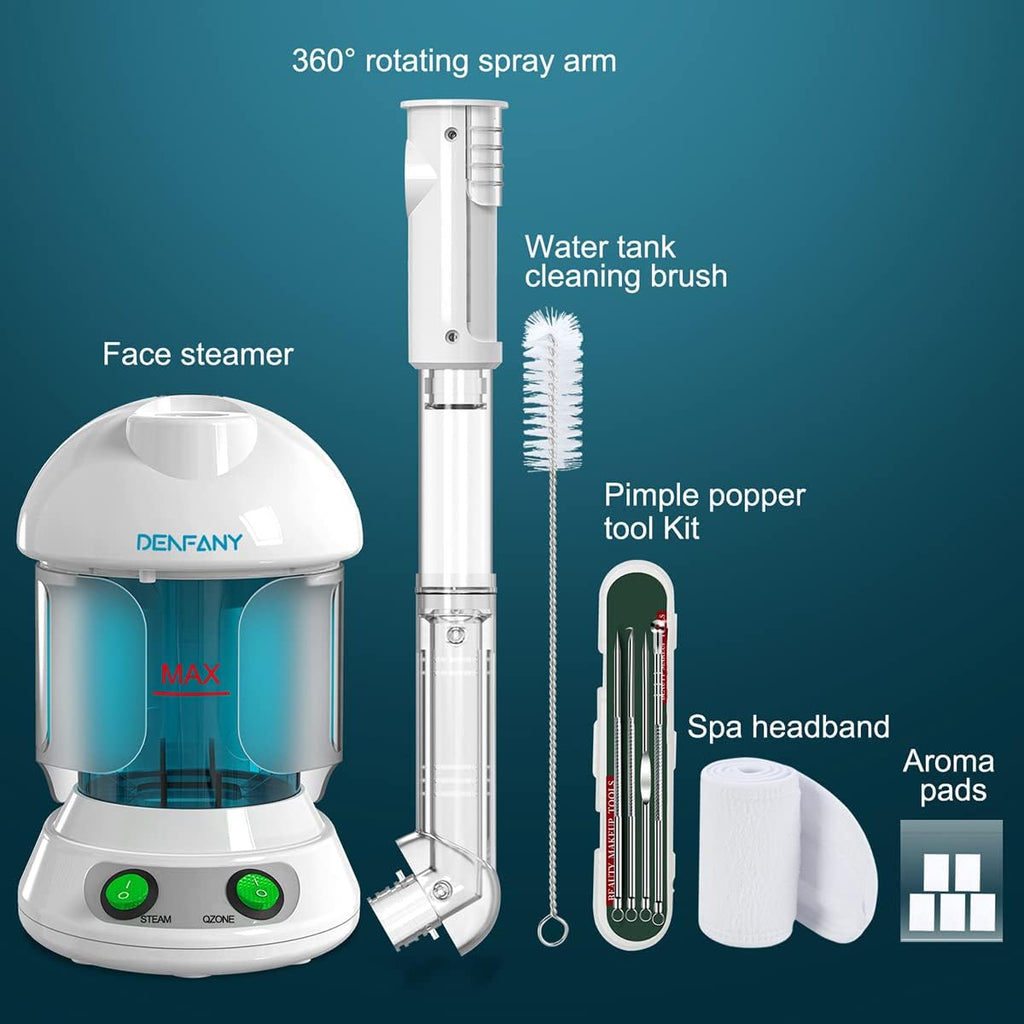 Facial Steamer with Ozone Extendable 360° Arm - for Home or Salon | Deep Hydration, Skin Refresh, Adjustable Mist