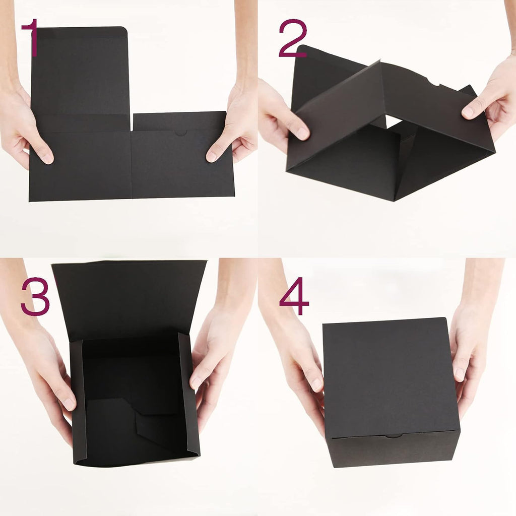 10 Gift Boxes 6x6x4 Inches, Matte Black Gift Boxes Bulks