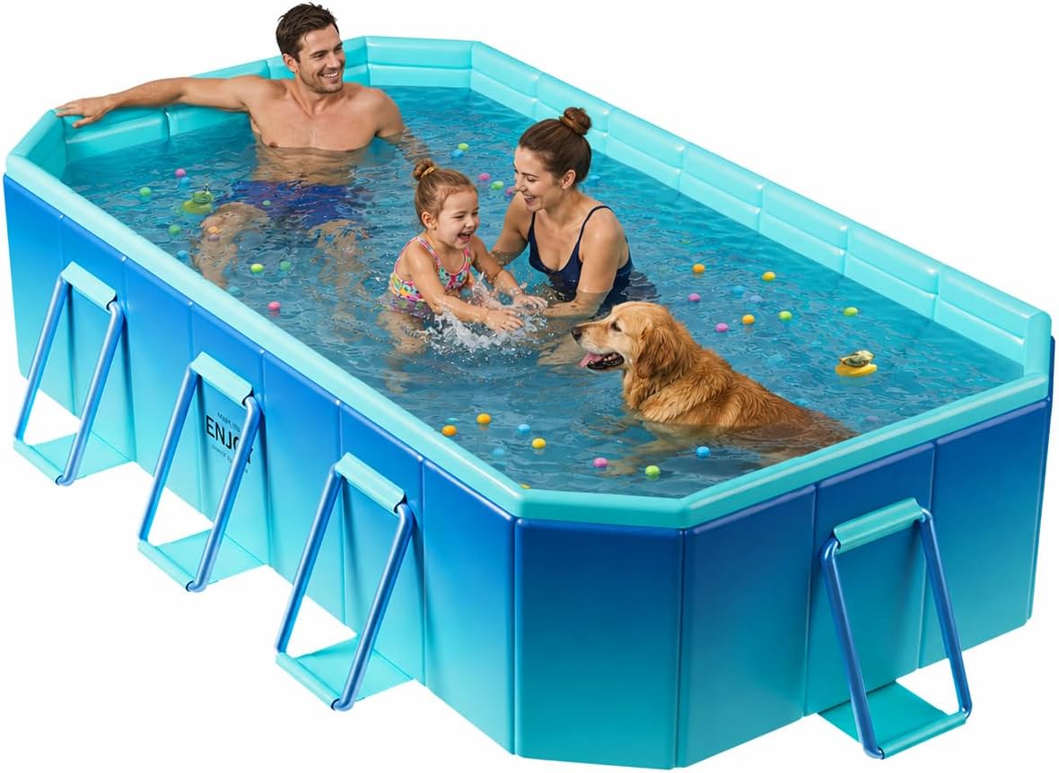 Foldable Pool, Non-Inflatable Swimming Pool for Adults & Family Use, Thickened Collapsible Folding Pool, Large