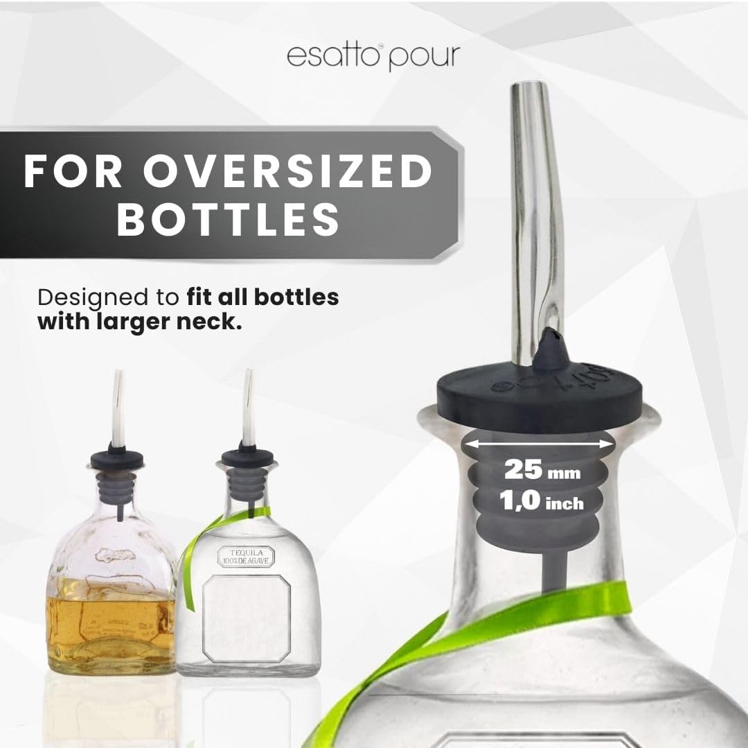 Oversized Cork Metal Liquor Pourers with Dust Caps, 6 Pack
