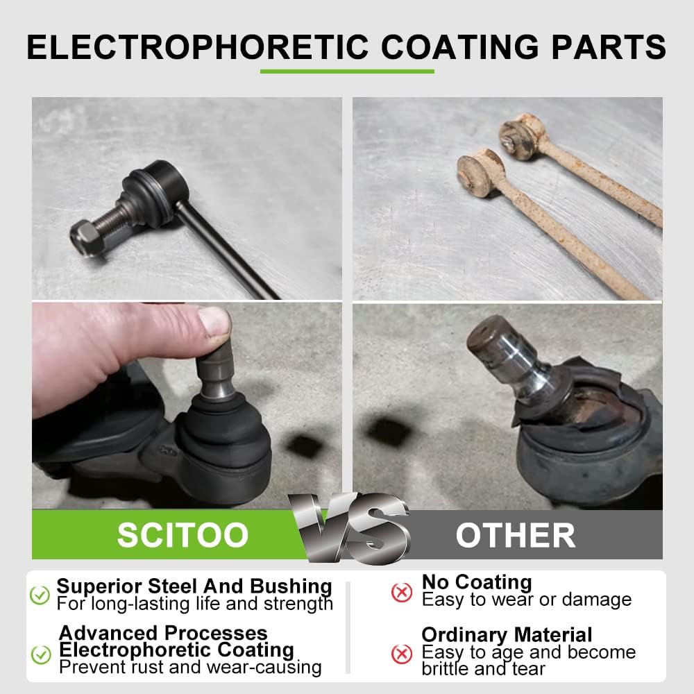 SCITOO 8pcs Front Suspension Kit Lower Control Arm And Ball Joint Sway Bar Links Outer Inner Tie Rod End Links Fit for Honda Civic 2006 2007 2008 2009 2010 2011 Coupe Sedan 1.8L
