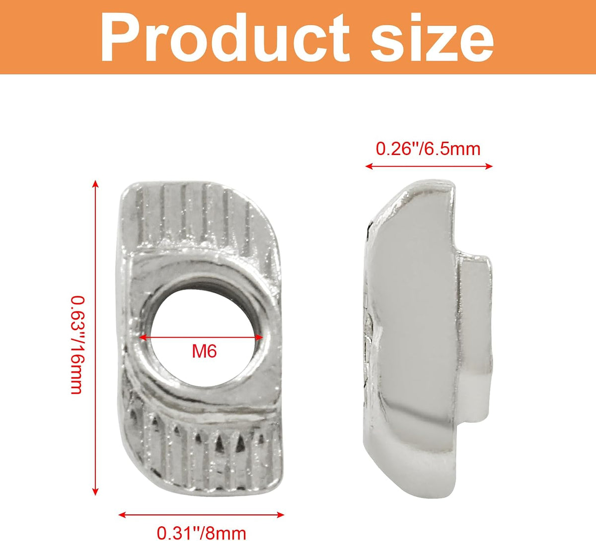 100Pcs M6 3030 Series T Slot Nuts Carbon Steel