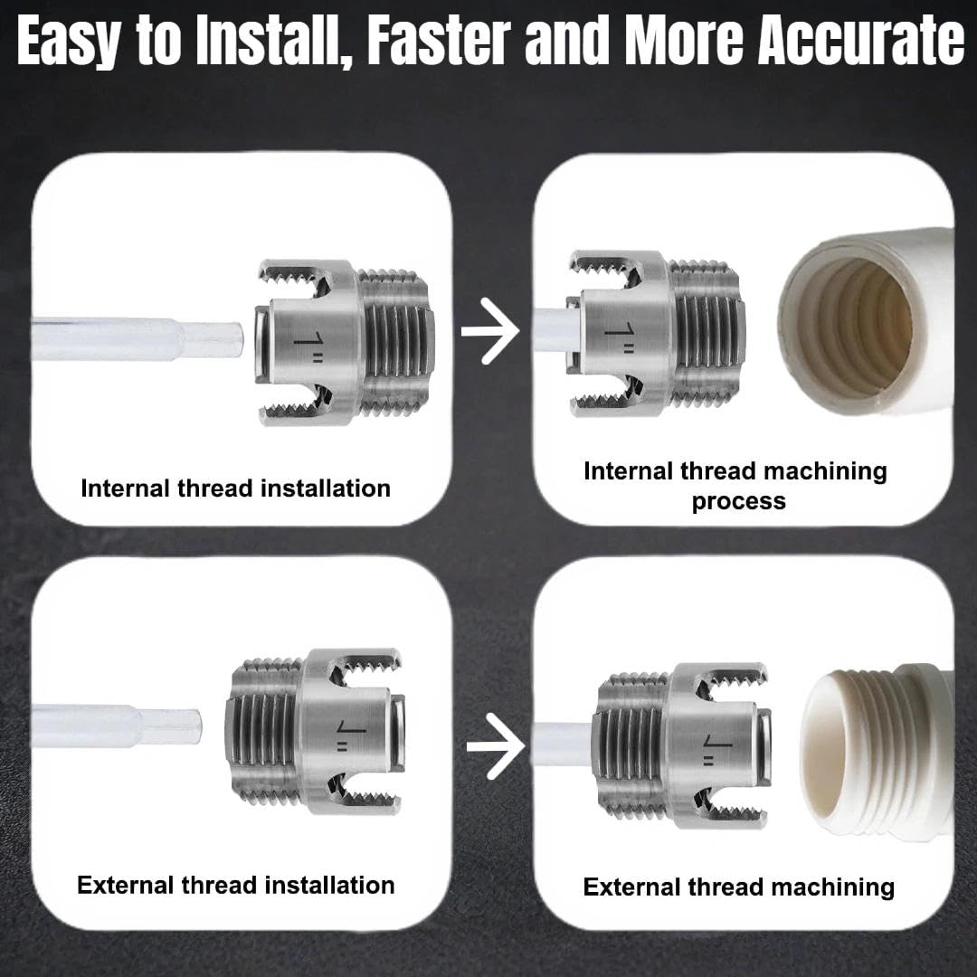3Pcs PVC Pipe Threader Tool - 1/2" & 3/4" & 1" Dual-Function Internal External Pipe Threading Tool for Water Pipe (1/2" & 3/4" & 1")