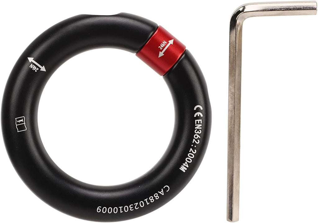 Rappel Ring Connector, Detachable Connector for Rock Climbing, Arborist, Hammock Connection Point, 12mm Opening (Black)