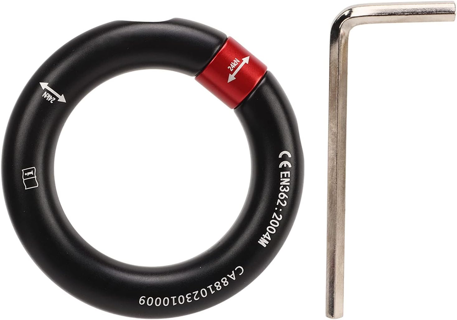 Rappel Ring Connector, Detachable Connector for Rock Climbing, Arborist, Hammock Connection Point, 12mm Opening (Black)