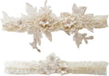 Wedding Garter Set for Bride Lace Flower Appliques Bridal Leg Garter Toss Tulle Set 2 Pieces