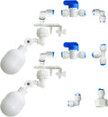 1/4 inch Plastic Adjustable Tube Float Valve Kit (2 Float + 10 Connect)
