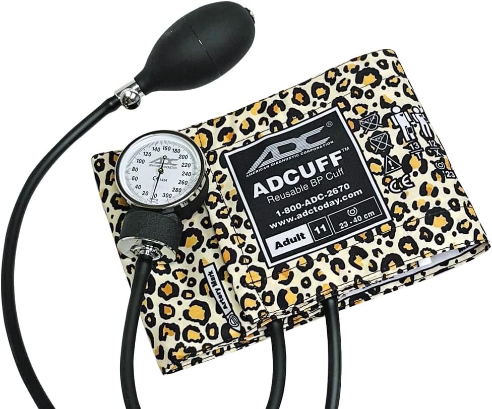 Prosphyg 760 Professional Pocket Aneroid Sphygmomanometer | Features our two-piece Adcuff, Adult size in Leopard