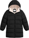 Boys Winter Coat Sherpa Lined Puffer Jacket For Kids Ages 6-15 | Long hooded design, windproof & water repellent