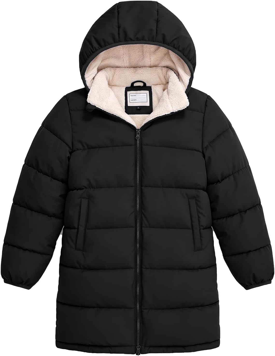 Boys Winter Coat Sherpa Lined Puffer Jacket For Kids Ages 6-15 | Long hooded design, windproof & water repellent