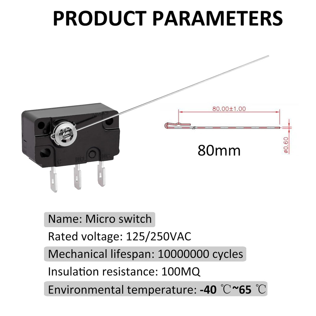 Coin Switch Wire Switch 5A 125/250V AC 3 Foot 0.1A 30V DC 1PCS Black 10307