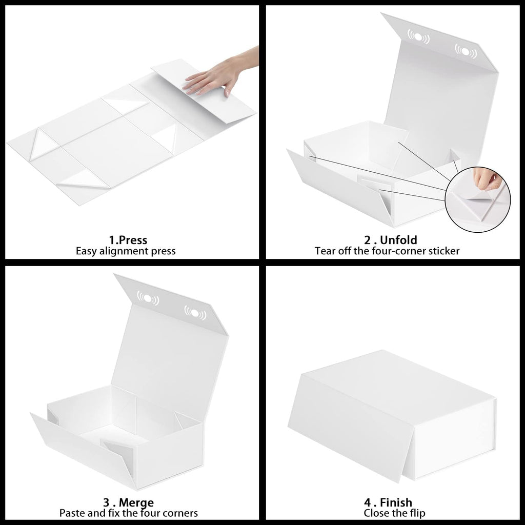 White Gift Box, 9.5x6x3'' Gift Boxes with Lids for Presents